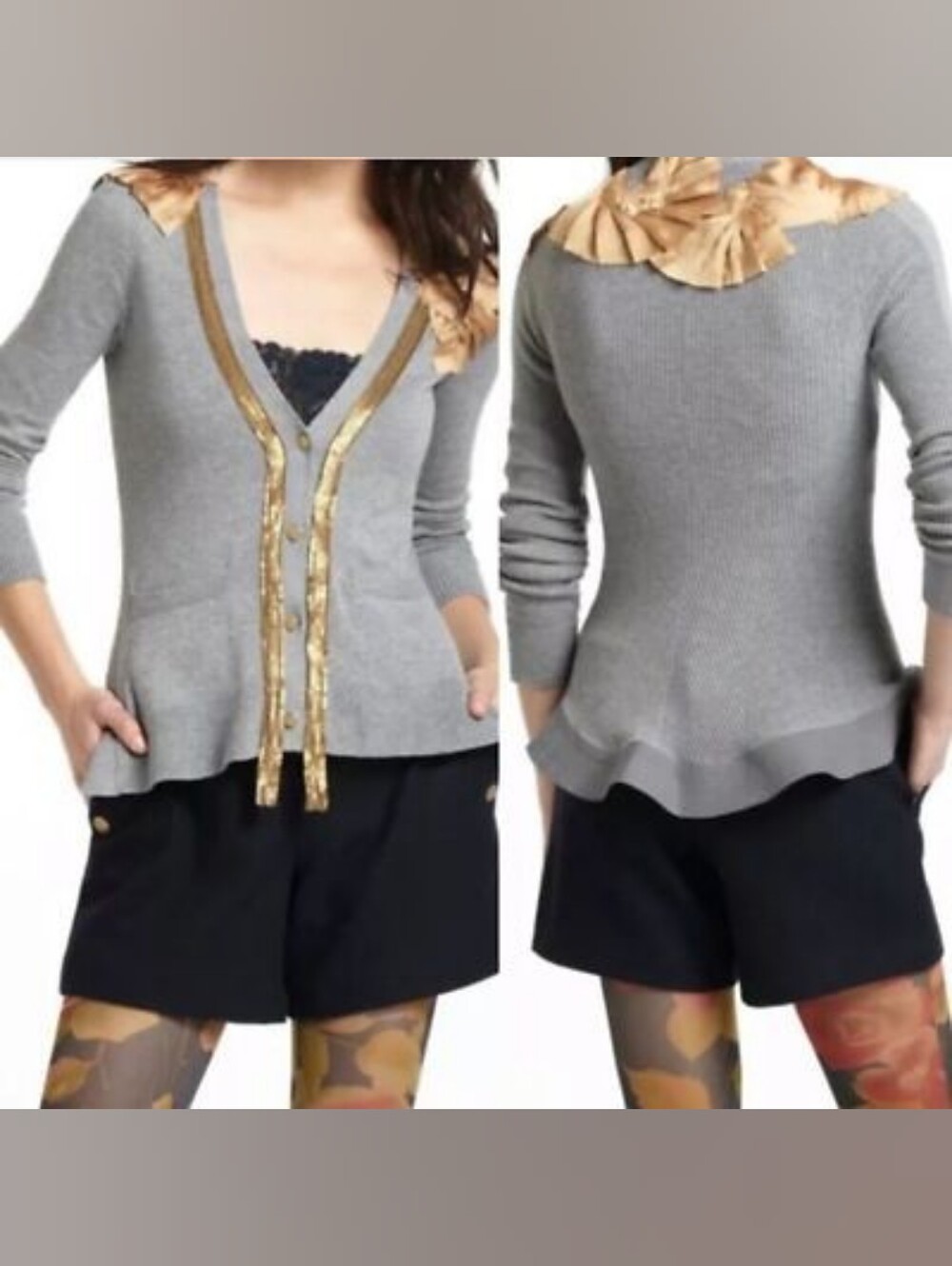 Nwot ANTHROPOLOGIE VERMEIL STREAMS BY YELLOWBIRD Grey Cashmere Cardigan Sz S